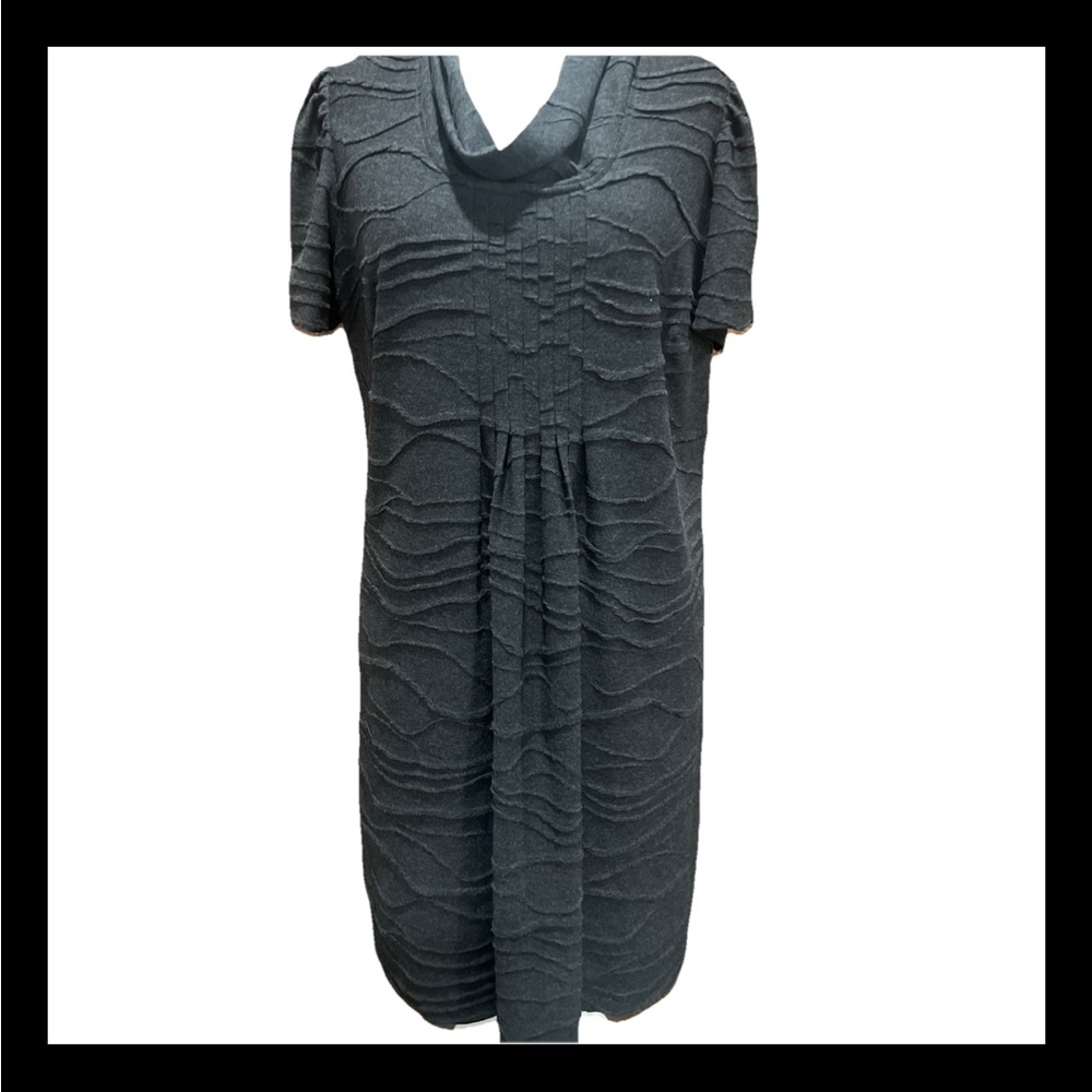 CJ Banks Gray Textured Sweater Dress Cowl Neck Plus Size 18W Casual Stretch